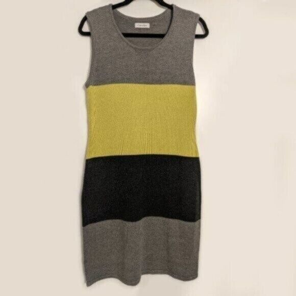 Calvin Klein Cheerful and cute Colorblock Knit Sleeveless Dress L EUC - Picture 4 of 8
